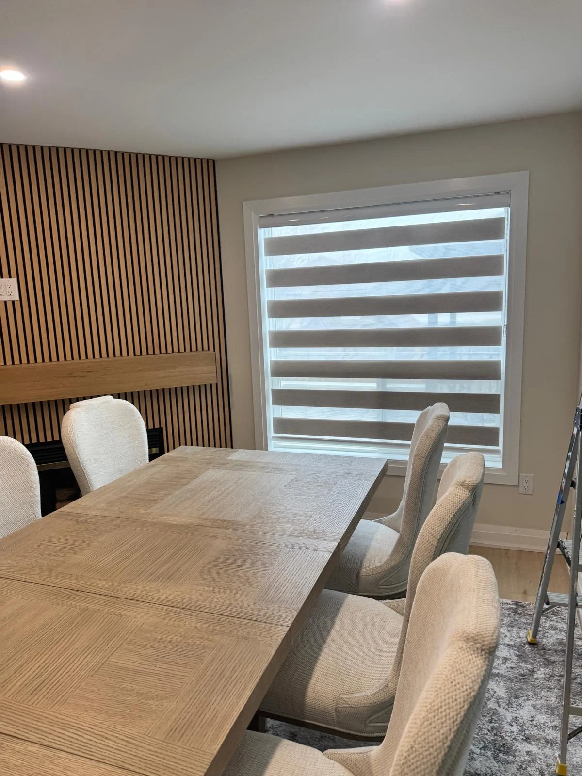 Custom zebra shades in a residential dining room