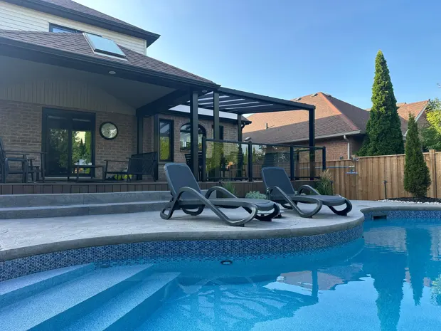 Pergola beside a residential pool