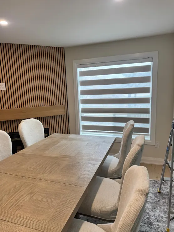 Zebra shades in a dining room