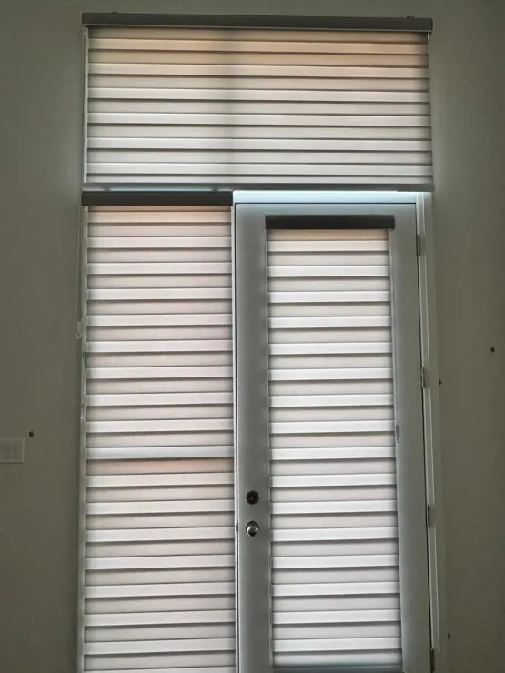 Shades fitted to a glazed door